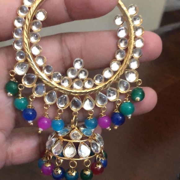 Indian Punjabi earrings tikka jewelry set - Picture 2 of 4